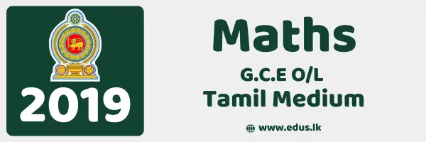 2019 GCE O/L Maths Past Paper - Tamil Medium